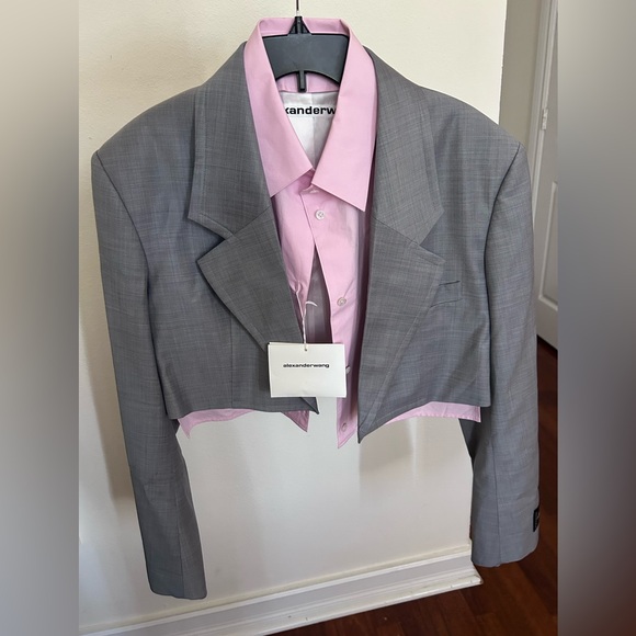 NWT Alexander Wang PreStyled Cropped BiLayer Blazer Jacket w/Poplin Dickies M/ L - Picture 15 of 16